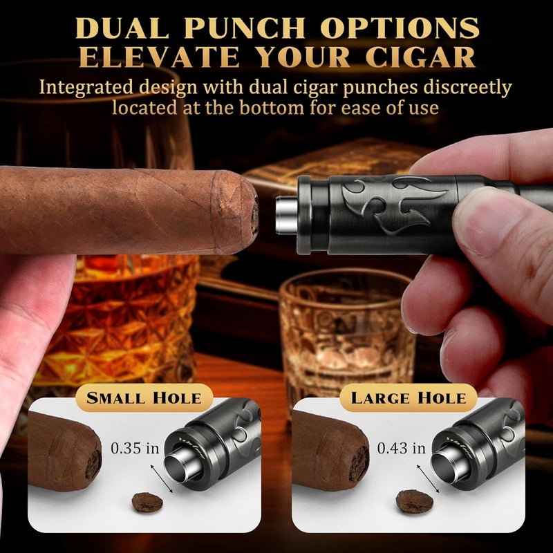 LIHTUN Portable Cigar Punch Cutter - Twist-Out Cigar Punch with 2 Sizes, Clockwise Switch Between Large and Small Punch Holes, Precision Cutting for Various Cigars (Gunmetal) - Image 4
